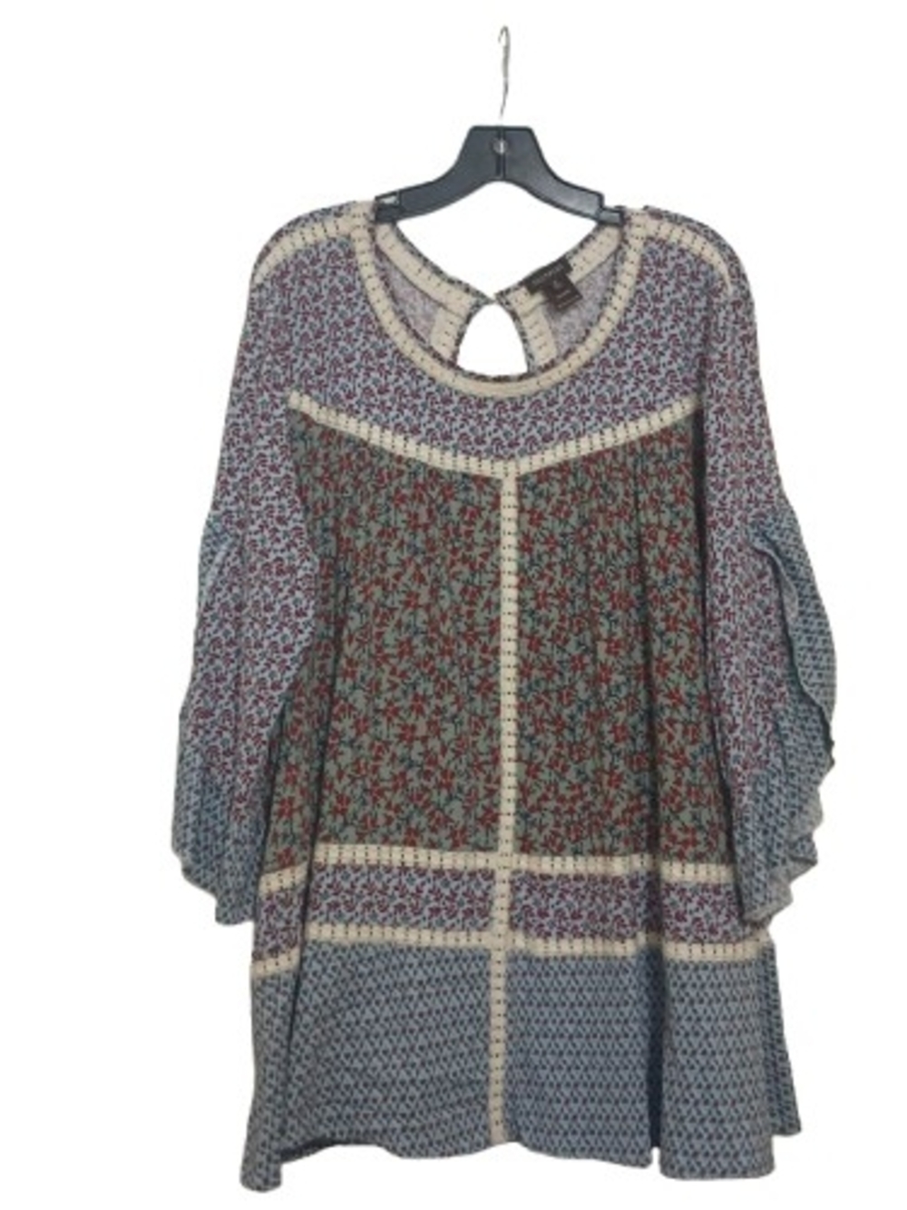 Boho Floral Patchwork Print Cottage Fairy Blouse 1X Festival Romantic - Picture 10 of 12
